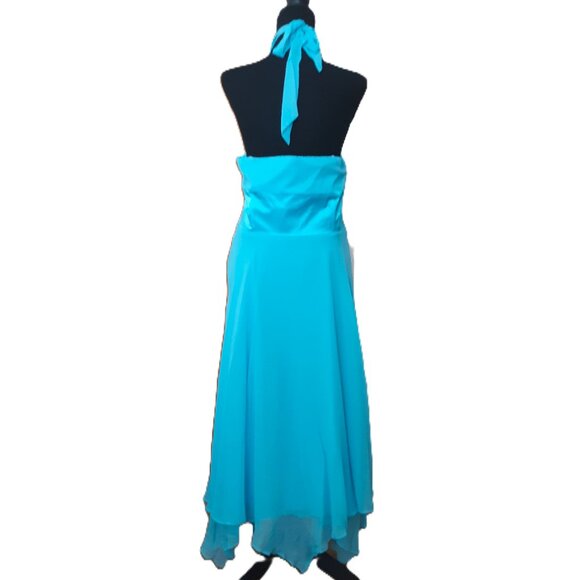 Donna Ricco Y2K VTG Silk Chiffon Maxi Halter Dress Flowy Fairy Romantic Size 16 - Picture 11 of 16